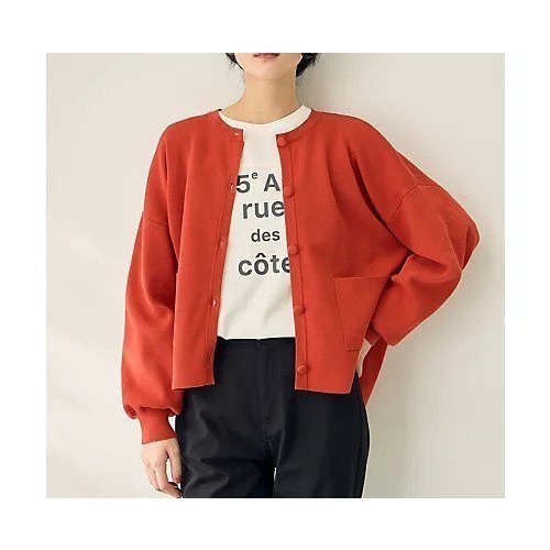 【エニー/ANY】のスウェットライクニットカーディガン インテリア・キッズ・メンズ・レディースファッション・服の通販 founy(ファニー) 　ファッション　Fashion　レディースファッション　Fashion for Women　トップス・カットソー　Cut & Sew Tops　ニット　Knit Tops & Sweaters　カーディガン・羽織り　Layered Style Cardigans　レディースパーカー・カジュアルフーディー　Casual Hoodies & Sweatshirts　スウェット・クルーネックトップス　Sweatshirts & Crewnecks / Relaxed Fit Sweat Tops　カーディガン　Cardigan, Knitwear　クッション　Cushion, Throw Pillow　ストレッチ　Stretch, Stretchy Fabric　スリット　Slit, Slit Detail　ポケット　Pocket, Pocket Detail　羽織　Haori, Light Jacket　おすすめ　Recommended / Our Picks　エレガント 上品　Elegant　オレンジ|ID: prp329100004703285 ipo3291000000033963216