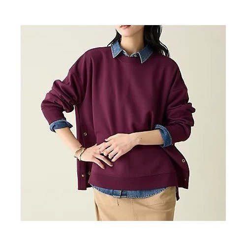 【エニー/ANY】のサイドドットダンボールトレーナー インテリア・キッズ・メンズ・レディースファッション・服の通販 founy(ファニー) 　ファッション　Fashion　レディースファッション　Fashion for Women　ストレッチ　Stretch, Stretchy Fabric　トレーナー　Sweatshirt, Trainer　フォルム　Silhouette, Form　おすすめ　Recommended / Our Picks　ワイン|ID: prp329100004703290 ipo3291000000033963250