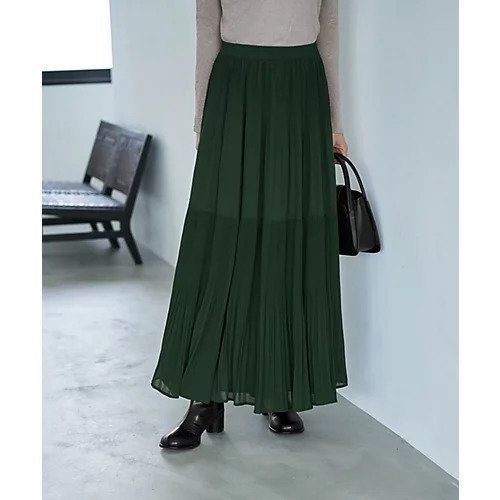 【スタイルデリ/STYLE DELI】のシフォンジョーゼットMIXプリーツスカート インテリア・キッズ・メンズ・レディースファッション・服の通販 founy(ファニー) 　ファッション　Fashion　レディースファッション　Fashion for Women　スカート　Skirts　プリーツスカート / 上品フェミニンスタイル　Pleated Skirts　カーディガン　Cardigan, Knitwear　クール　Cool, Chic　サテン　Satin, Glossy Fabric　シフォン　Chiffon, Lightweight Fabric　ジャケット　Jacket, Outerwear　ジョーゼット　Georgette, Semi-Sheer Fabric　スウェット / スエット　Sweatshirt, Sweatwear　スニーカー　Sneakers, Trainers　スマート　Smart, Elegant　タイツ　Tights, Legwear　定番　Standard, Basic Item　なめらか　Smooth, Silky Texture　人気　Popular, Best Seller　バランス　Balance, Style Balance　パターン　Pattern, Design Print　パーカー　Hoodie, Parka　フィット　Fit, Slim Fit　フェミニン　Feminine, Girly　フレア　Flare, Flared　プリーツ　Pleats, Pleated　ベスト　Vest, Waistcoat　ペチコート　Petticoat, Underskirt　防寒　Cold Protection, Winter-Ready　レギンス　Leggings, Stretch Pants　ロング　Long, Long-Length　A/W・秋冬　Autumn/Winter　ダークグリーン|ID: prp329100004704686 ipo3291000000033974081