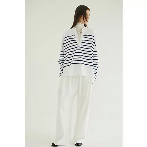 【クラネ/CLANE】のWIDE HENRY NECK BORDER TOPS 人気、トレンドファッション・服の通販 founy(ファニー) 　ファッション　Fashion　レディースファッション　Fashion for Women　トップス・カットソー　Cut & Sew Tops　2025年　2025　2025-2026秋冬・A/W　Autumn/Winter 2025–26 AW25–26　ストレッチ　Stretch, Stretchy Fabric　ワイド　Wide, Wide Fit　ヴィンテージ　Vintage Style　other-2|ID: prp329100004705569 ipo3291000000033983553