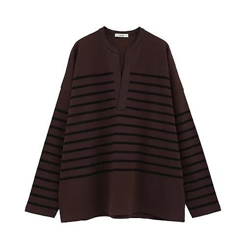 【クラネ/CLANE】のWIDE HENRY NECK BORDER TOPS インテリア・キッズ・メンズ・レディースファッション・服の通販 founy(ファニー) 　ファッション　Fashion　レディースファッション　Fashion for Women　トップス・カットソー　Cut & Sew Tops　2025年　2025　2025-2026秋冬・A/W　Autumn/Winter 2025–26 AW25–26　ストレッチ　Stretch, Stretchy Fabric　ワイド　Wide, Wide Fit　ヴィンテージ　Vintage Style　BROWN|ID: prp329100004705569 ipo3291000000034864423
