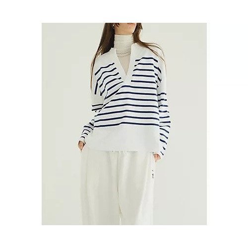 【クラネ/CLANE】のWIDE HENRY NECK BORDER TOPS 人気、トレンドファッション・服の通販 founy(ファニー) 　ファッション　Fashion　レディースファッション　Fashion for Women　トップス・カットソー　Cut & Sew Tops　2025年　2025　2025-2026秋冬・A/W　Autumn/Winter 2025–26 AW25–26　ストレッチ　Stretch, Stretchy Fabric　ワイド　Wide, Wide Fit　ヴィンテージ　Vintage Style　other-3|ID: prp329100004705569 ipo3291000000034971599
