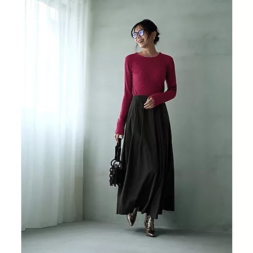 【スタイルデリ/STYLE DELI】のワイドリブ編みクルーネックトップス 人気、トレンドファッション・服の通販 founy(ファニー) 　ファッション　Fashion　レディースファッション　Fashion for Women　トップス・カットソー　Cut & Sew Tops　インナー　Innerwear　サロペット　Overalls, Salopette　スカーフ　Scarf, Neckwear　スタイリッシュ　Stylish, Fashionable　ストライプ　Stripe, Striped Pattern　定番　Standard, Basic Item　ハンカチ　Handkerchief, Hanky　バランス　Balance, Style Balance　フィット　Fit, Slim Fit　フェイス　Face, Facial Design　ベーシック　Basic, Essential　ボトルネック　Bottle Neck, Mock Neck　ポケット　Pocket, Pocket Detail　リブニット　Rib Knit, Ribbed Knit　ワイドリブ　Wide Rib, Wide Ribbed Knit　A/W・秋冬　Autumn/Winter　other-2|ID: prp329100004706784 ipo3291000000033994782