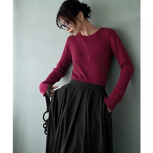 【スタイルデリ/STYLE DELI】のワイドリブ編みクルーネックトップス 人気、トレンドファッション・服の通販 founy(ファニー) 　ファッション　Fashion　レディースファッション　Fashion for Women　トップス・カットソー　Cut & Sew Tops　インナー　Innerwear　サロペット　Overalls, Salopette　スカーフ　Scarf, Neckwear　スタイリッシュ　Stylish, Fashionable　ストライプ　Stripe, Striped Pattern　定番　Standard, Basic Item　ハンカチ　Handkerchief, Hanky　バランス　Balance, Style Balance　フィット　Fit, Slim Fit　フェイス　Face, Facial Design　ベーシック　Basic, Essential　ボトルネック　Bottle Neck, Mock Neck　ポケット　Pocket, Pocket Detail　リブニット　Rib Knit, Ribbed Knit　ワイドリブ　Wide Rib, Wide Ribbed Knit　A/W・秋冬　Autumn/Winter　other-3|ID: prp329100004706784 ipo3291000000033994783