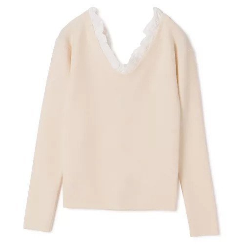【クラネ/CLANE】の2WAY FRILL V NECK KNIT TOPS インテリア・キッズ・メンズ・レディースファッション・服の通販 founy(ファニー) 　ファッション　Fashion　レディースファッション　Fashion for Women　トップス・カットソー　Cut & Sew Tops　ニット　Knit Tops & Sweaters　バランス　Balance, Style Balance　フリル　Frill, Ruffle　IVORY|ID: prp329100004706942 ipo3291000000033995760