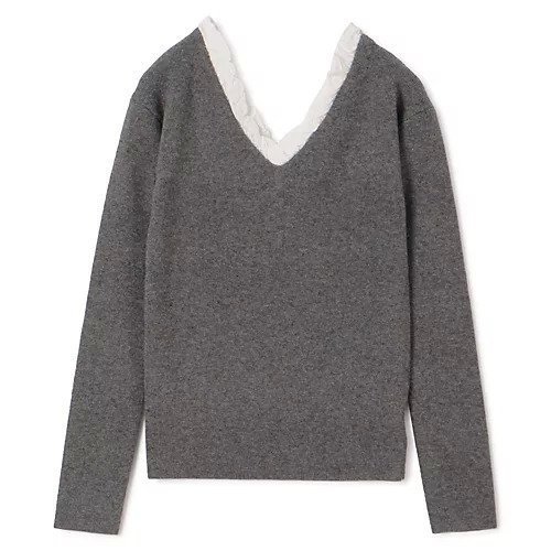 【クラネ/CLANE】の2WAY FRILL V NECK KNIT TOPS インテリア・キッズ・メンズ・レディースファッション・服の通販 founy(ファニー) 　ファッション　Fashion　レディースファッション　Fashion for Women　トップス・カットソー　Cut & Sew Tops　ニット　Knit Tops & Sweaters　バランス　Balance, Style Balance　フリル　Frill, Ruffle　GRAY|ID: prp329100004706942 ipo3291000000033995761