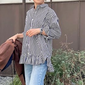 【リエミラー/Rie Miller】のウォッシャブル裾フリルレギュラーカラーシャツ 人気、トレンドファッション・服の通販 founy(ファニー) ファッション Fashion レディースファッション Fashion for Women トップス・カットソー Cut & Sew Tops シャツ・ブラウス・オフィスカジュアル Elegant Blouses & Button-Ups 2025年 2025 2025-2026秋冬・A/W Autumn/Winter 2025–26 AW25–26 おすすめ Recommended / Our Picks ウォッシャブル Machine Washable ギャザー Gathered, Ruffled パターン Pattern, Design Print フリル Frill, Ruffle ベスト Vest, Waistcoat ヨーク Yoke, Yoke Design 今季 This Season, Current Season |ID:prp329100004707951