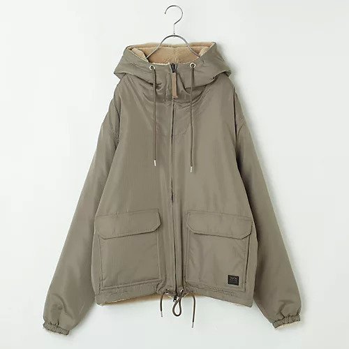 【タイオン/TAION】の【洗える】NON DOWN MILITARY REVERSIBLE BOA HOODIE インテリア・キッズ・メンズ・レディースファッション・服の通販 founy(ファニー) 　ファッション　Fashion　レディースファッション　Fashion for Women　インナー　Innerwear　ジャケット　Jacket, Outerwear　スリット　Slit, Slit Detail　ダウン　Down, Puffer　ドローコード　Drawcord, Drawstring Cord　フォルム　Silhouette, Form　ポケット　Pocket, Pocket Detail　リバーシブル　Reversible, Two-Sided　洗える　Machine Washable　ライトモカ&#215;ベージュ|ID: prp329100004708007 ipo3291000000034004865