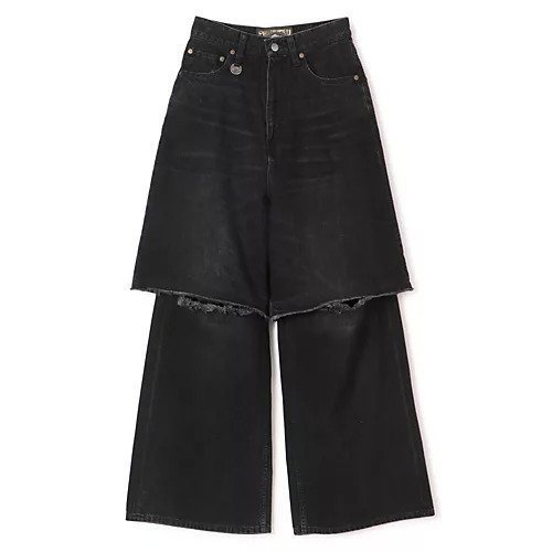 【フォトコピュー/PHOTOCOPIEU】のWIDE-LEG SLIT JEANS インテリア・キッズ・メンズ・レディースファッション・服の通販 founy(ファニー) 　ファッション　Fashion　レディースファッション　Fashion for Women　2025年　2025　2025-2026秋冬・A/W　Autumn/Winter 2025–26 AW25–26　クラッシュ　Distressed, Crashed Style　ショート　Short, Short Length　デニム　Denim, Jeans Material　ワイド　Wide, Wide Fit　洗える　Machine Washable　BLACK|ID: prp329100004708180 ipo3291000000034865388