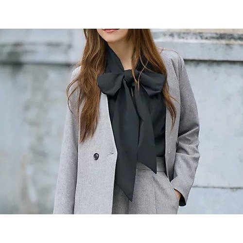 【エムセブンデイズ/M7days】のハリ感ボウタイブラウス 人気、トレンドファッション・服の通販 founy(ファニー) 　ファッション　Fashion　レディースファッション　Fashion for Women　トップス・カットソー　Cut & Sew Tops　シャツ・ブラウス・オフィスカジュアル　Elegant Blouses & Button-Ups　スリット　Slit, Slit Detail　タイプライター　Typewriter Fabric, Crisp Cotton　リアル　Real, Realistic　リボン　Ribbon, Bow　洗える　Machine Washable　other-2|ID: prp329100004709231 ipo3291000000034982111