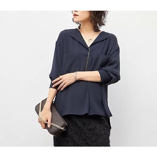 【ノーリーズソフィー/NOLLEY'S sophi】のウォッシャブルバックサテンジョーゼットオープンカラーブラウス インテリア・キッズ・メンズ・レディースファッション・服の通販 founy(ファニー) https://founy.com/ ファッション Fashion レディースファッション Fashion for Women トップス・カットソー Cut & Sew Tops シャツ・ブラウス・オフィスカジュアル Elegant Blouses & Button-Ups バッグ Bags 2025年 2025 2025-2026秋冬・A/W Autumn/Winter 2025–26 AW25–26 サテン Satin, Glossy Fabric スリット Slit, Slit Detail |ID: prp329100004709236 ipo3291000000034015844