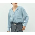 【ノーリーズソフィー/NOLLEY'S sophi】のウォッシャブルバックサテンジョーゼットオープンカラーブラウス サックス|ID: prp329100004709236 ipo3291000000034015849