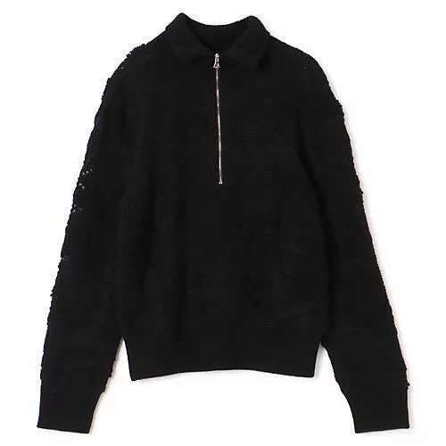 【フォトコピュー/PHOTOCOPIEU】のHALF-ZIP SWEATER インテリア・キッズ・メンズ・レディースファッション・服の通販 founy(ファニー) 　ファッション　Fashion　レディースファッション　Fashion for Women　トップス・カットソー　Cut & Sew Tops　レディースパーカー・カジュアルフーディー　Casual Hoodies & Sweatshirts　スウェット・クルーネックトップス　Sweatshirts & Crewnecks / Relaxed Fit Sweat Tops　2025年　2025　2025-2026秋冬・A/W　Autumn/Winter 2025–26 AW25–26　ハイネック　High Neck, Mock Neck　レース　Lace, Lace Fabric　A/W・秋冬　Autumn/Winter　BLACK|ID: prp329100004709259 ipo3291000000034016052