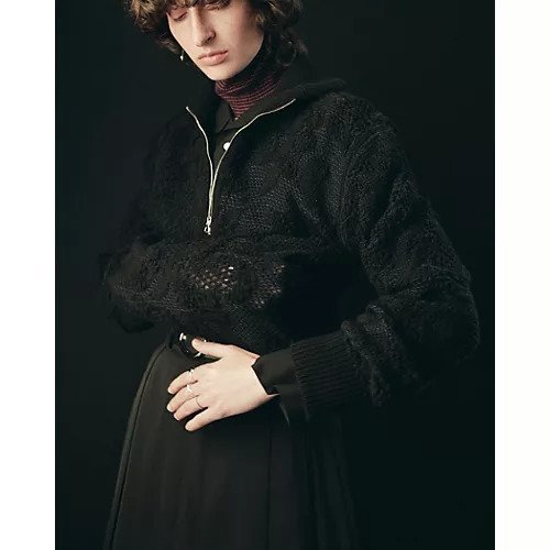 【フォトコピュー/PHOTOCOPIEU】のHALF-ZIP SWEATER 人気、トレンドファッション・服の通販 founy(ファニー) 　ファッション　Fashion　レディースファッション　Fashion for Women　トップス・カットソー　Cut & Sew Tops　レディースパーカー・カジュアルフーディー　Casual Hoodies & Sweatshirts　スウェット・クルーネックトップス　Sweatshirts & Crewnecks / Relaxed Fit Sweat Tops　2025年　2025　2025-2026秋冬・A/W　Autumn/Winter 2025–26 AW25–26　ハイネック　High Neck, Mock Neck　レース　Lace, Lace Fabric　A/W・秋冬　Autumn/Winter　other-2|ID: prp329100004709259 ipo3291000000034864679