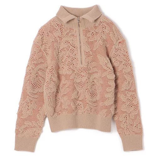 【フォトコピュー/PHOTOCOPIEU】のHALF-ZIP SWEATER インテリア・キッズ・メンズ・レディースファッション・服の通販 founy(ファニー) 　ファッション　Fashion　レディースファッション　Fashion for Women　トップス・カットソー　Cut & Sew Tops　レディースパーカー・カジュアルフーディー　Casual Hoodies & Sweatshirts　スウェット・クルーネックトップス　Sweatshirts & Crewnecks / Relaxed Fit Sweat Tops　2025年　2025　2025-2026秋冬・A/W　Autumn/Winter 2025–26 AW25–26　ハイネック　High Neck, Mock Neck　レース　Lace, Lace Fabric　A/W・秋冬　Autumn/Winter　BEIGE|ID: prp329100004709259 ipo3291000000035437959