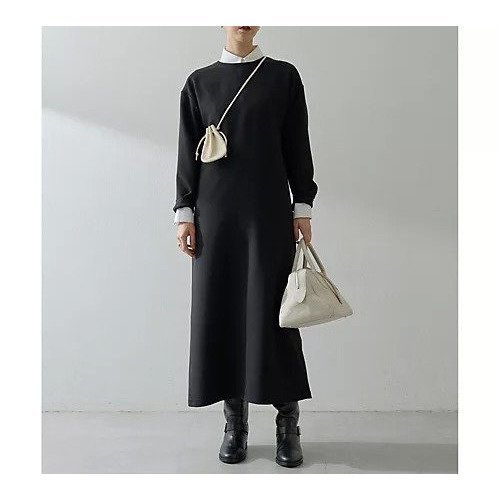 【ウィムガゼット/Whim Gazette】のVガゼットワンピース インテリア・キッズ・メンズ・レディースファッション・服の通販 founy(ファニー) 　ファッション　Fashion　レディースファッション　Fashion for Women　ワンピース　Dresses　アクセサリー　Fashion Accessories　カットソー　Cut and Sewn Top　コンパクト　Compact, Small Size　シンプル　Simple, Minimal　ストレッチ　Stretch, Stretchy Fabric　ストレート　Straight, Straight Cut　スリット　Slit, Slit Detail　ロング　Long, Long-Length　ワンポイント　One Point, Statement Accent　エレガント 上品　Elegant　2025年　2025　2025-2026秋冬・A/W　Autumn/Winter 2025–26 AW25–26　ブラック|ID: prp329100004709284 ipo3291000000034016229