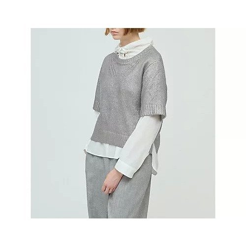 【ミズイロ インド/mizuiro ind】の箔プリントハーフスリーブプルオーバー 人気、トレンドファッション・服の通販 founy(ファニー) 　ファッション　Fashion　レディースファッション　Fashion for Women　トップス・カットソー　Cut & Sew Tops　カジュアルプルオーバー・ニットトップス　Pullovers & Knit Tops / Casual Pullovers　コンパクト　Compact, Small Size　プリント　Print, Printed Pattern　ベスト　Vest, Waistcoat　ラグジュアリー　Luxury, Elegant　エレガント 上品　Elegant　other-2|ID: prp329100004710698 ipo3291000000035905025