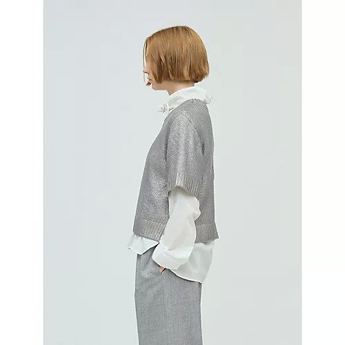 【ミズイロ インド/mizuiro ind】の箔プリントハーフスリーブプルオーバー 人気、トレンドファッション・服の通販 founy(ファニー) 　ファッション　Fashion　レディースファッション　Fashion for Women　トップス・カットソー　Cut & Sew Tops　カジュアルプルオーバー・ニットトップス　Pullovers & Knit Tops / Casual Pullovers　コンパクト　Compact, Small Size　プリント　Print, Printed Pattern　ベスト　Vest, Waistcoat　ラグジュアリー　Luxury, Elegant　エレガント 上品　Elegant　other-3|ID: prp329100004710698 ipo3291000000035905027