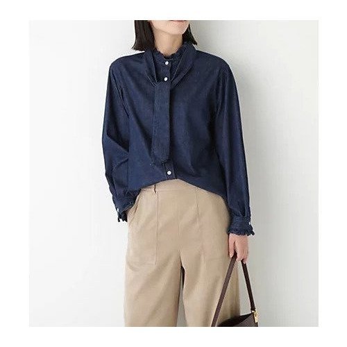 【ヒューマンウーマン/HUMAN WOMAN】のデニムボウタイブラウス 人気、トレンドファッション・服の通販 founy(ファニー) 　ファッション　Fashion　レディースファッション　Fashion for Women　トップス・カットソー　Cut & Sew Tops　シャツ・ブラウス・オフィスカジュアル　Elegant Blouses & Button-Ups　おすすめ　Recommended / Our Picks　スタンダード　Standard, Basic　デニム　Denim, Jeans Material　別注　Limited Edition, Custom Order　秋　Autumn　other-3|ID: prp329100004710704 ipo3291000000034027654