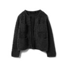 【ミズイロ インド/mizuiro ind】のポケット付きヘアリークルーネックカーディガン ブラック|ID: prp329100004710712 ipo3291000000035310775