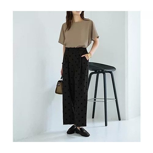 【スタイルデリ/STYLE DELI】のフロッキードットワイドパンツ 人気、トレンドファッション・服の通販 founy(ファニー) 　ファッション　Fashion　レディースファッション　Fashion for Women　パンツ　Pants & Trousers　春　Spring　ストレッチ　Stretch, Stretchy Fabric　ストレート　Straight, Straight Cut　スニーカー　Sneakers, Trainers　スリット　Slit, Slit Detail　スーツ　Suit, Formalwear　タンク　Tank Top, Sleeveless Top　ドット　Polka Dot, Dot Pattern　フロント　Front, Front Design　ベロア　Velour, Soft Velvet　ポケット　Pocket, Pocket Detail　ループ　Loop, Loop Knit　ワイド　Wide, Wide Fit　冬　Winter / This Winter　夏　Summer　other-2|ID: prp329100004712215 ipo3291000000034037282