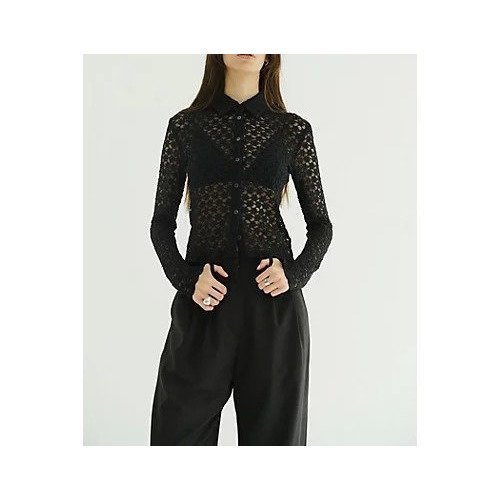 【クラネ/CLANE】の3D FLOWER LACE SHIRT 人気、トレンドファッション・服の通販 founy(ファニー) 　ファッション　Fashion　レディースファッション　Fashion for Women　トップス・カットソー　Cut & Sew Tops　シャツ・ブラウス・オフィスカジュアル　Elegant Blouses & Button-Ups　2025年　2025　2025-2026秋冬・A/W　Autumn/Winter 2025–26 AW25–26　おすすめ　Recommended / Our Picks　カーディガン　Cardigan, Knitwear　コンパクト　Compact, Small Size　スカラップ　Scallop, Scalloped Edge　ストレッチ　Stretch, Stretchy Fabric　バランス　Balance, Style Balance　フェミニン　Feminine, Girly　フラワー　Flower, Floral　ボトム　Bottoms, Lower Wear　レース　Lace, Lace Fabric　今季　This Season, Current Season　other-2|ID: prp329100004714077 ipo3291000000035856016