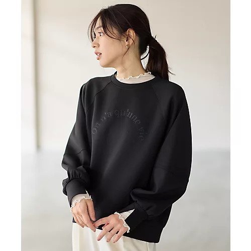 【エニー/ANY】のロゴ刺繍ダンボールトレーナー インテリア・キッズ・メンズ・レディースファッション・服の通販 founy(ファニー) ファッション Fashion レディースファッション Fashion for Women インナー Innerwear ストレッチ Stretch, Stretchy Fabric スリット Slit, Slit Detail デニム Denim, Jeans Material トレーナー Sweatshirt, Trainer ボトム Bottoms, Lower Wear ワンポイント One Point, Statement Accent おすすめ Recommended / Our Picks エレガント 上品 Elegant ブラック|ID: prp329100004714092 ipo3291000000034057129