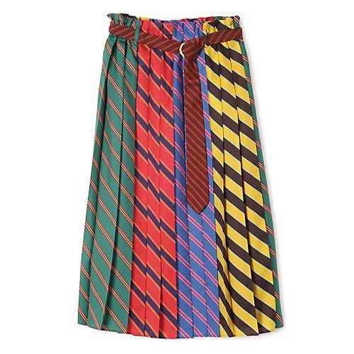 【ミュベール/MUVEIL】のネクタイプリーツスカート インテリア・キッズ・メンズ・レディースファッション・服の通販 founy(ファニー) 　ファッション　Fashion　レディースファッション　Fashion for Women　スカート　Skirts　プリーツスカート / 上品フェミニンスタイル　Pleated Skirts　2025年　2025　2025-2026秋冬・A/W　Autumn/Winter 2025–26 AW25–26　カラフル　Colorful Design　パッチワーク　Patchwork, Mixed Fabric　プリーツ　Pleats, Pleated　red|ID: prp329100004714097 ipo3291000000034941578