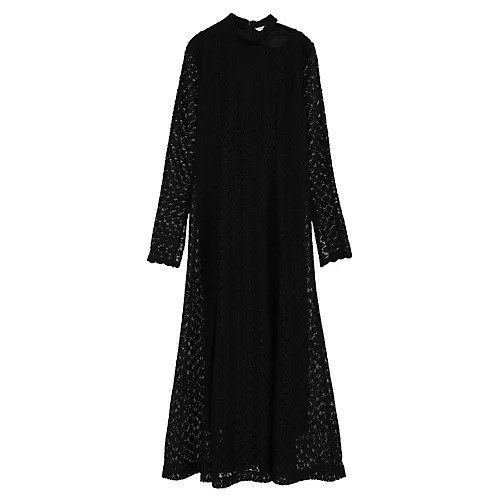 【クラネ/CLANE】の3D FLOWER LACE SLASH NECK ONEPIECE インテリア・キッズ・メンズ・レディースファッション・服の通販 founy(ファニー) 　ファッション　Fashion　レディースファッション　Fashion for Women　2025年　2025　2025-2026秋冬・A/W　Autumn/Winter 2025–26 AW25–26　おすすめ　Recommended / Our Picks　カッティング　Cutting Detail　シンプル　Simple, Minimal　スカラップ　Scallop, Scalloped Edge　ストレッチ　Stretch, Stretchy Fabric　スリット　Slit, Slit Detail　デコルテ　Décolleté, Neckline　フラワー　Flower, Floral　レース　Lace, Lace Fabric　今季　This Season, Current Season　BLACK|ID: prp329100004714109 ipo3291000000034057267