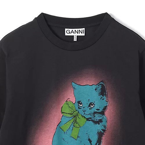 【ガニー/GANNI】のBasic Cotton Jersey Neon Kitty T-shirt 人気、トレンドファッション・服の通販 founy(ファニー) 　ファッション　Fashion　レディースファッション　Fashion for Women　トップス・カットソー　Cut & Sew Tops　シャツ・ブラウス・オフィスカジュアル　Elegant Blouses & Button-Ups　ロングTシャツ・Tシャツ　Longline T-Shirts & Tees　2025年　2025　2025-2026秋冬・A/W　Autumn/Winter 2025–26 AW25–26　ガーリー　Girly, Feminine Style　ネオン　Neon, Neon Color　洗える　Machine Washable　other-3|ID: prp329100004715361 ipo3291000000034068224