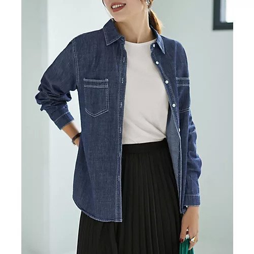 【スタイルデリ/STYLE DELI】の織り糸柄状ブリーチデニムシャツ 人気、トレンドファッション・服の通販 founy(ファニー) 　ファッション　Fashion　レディースファッション　Fashion for Women　トップス・カットソー　Cut & Sew Tops　シャツ・ブラウス・オフィスカジュアル　Elegant Blouses & Button-Ups　カフス　Cuff Design　スウェット / スエット　Sweatshirt, Sweatwear　ストレート　Straight, Straight Cut　スリット　Slit, Slit Detail　デニム　Denim, Jeans Material　長袖　Long Sleeve, Full Sleeve　フロント　Front, Front Design　ベーシック　Basic, Essential　ポケット　Pocket, Pocket Detail　ラウンド　Round, Round Neck　A/W・秋冬　Autumn/Winter　プチプライス・低価格　Affordable / Budget Price　other-3|ID: prp329100004715645 ipo3291000000034069967