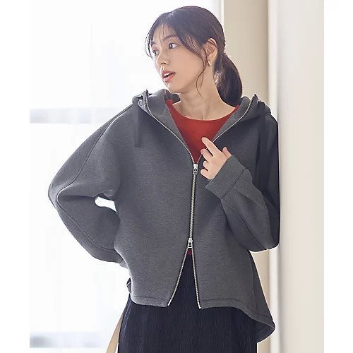 【エニー/ANY】のダンボールWジップパーカー インテリア・キッズ・メンズ・レディースファッション・服の通販 founy(ファニー) 　ファッション　Fashion　レディースファッション　Fashion for Women　トップス・カットソー　Cut & Sew Tops　レディースパーカー・カジュアルフーディー　Casual Hoodies & Sweatshirts　カーディガン　Cardigan, Knitwear　ストレッチ　Stretch, Stretchy Fabric　デニム　Denim, Jeans Material　パイピング　Piping, Trim Design　ルーズ　Loose, Oversized　春　Spring　洗える　Machine Washable　秋　Autumn　チャコール|ID: prp329100004716627 ipo3291000000034078965