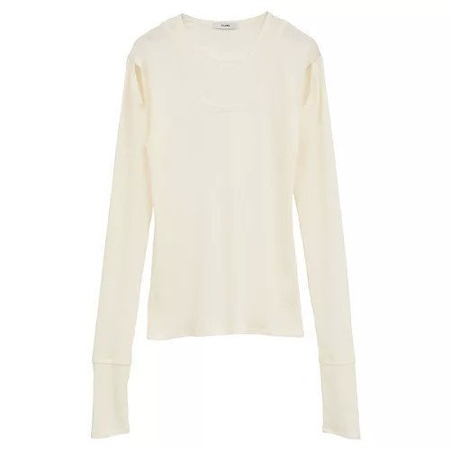 【クラネ/CLANE】のLAYERED SHOULDER CUT TOPS インテリア・キッズ・メンズ・レディースファッション・服の通販 founy(ファニー) 　ファッション　Fashion　レディースファッション　Fashion for Women　トップス・カットソー　Cut & Sew Tops　2025年　2025　2025-2026秋冬・A/W　Autumn/Winter 2025–26 AW25–26　インナー　Innerwear　コンパクト　Compact, Small Size　シンプル　Simple, Minimal　ストレッチ　Stretch, Stretchy Fabric　ベーシック　Basic, Essential　ボーダー　Border, Stripe　ランダム　Random, Irregular　WHITE|ID: prp329100004717771 ipo3291000000034089810