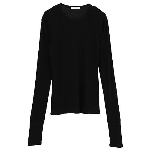 【クラネ/CLANE】のLAYERED SHOULDER CUT TOPS インテリア・キッズ・メンズ・レディースファッション・服の通販 founy(ファニー) 　ファッション　Fashion　レディースファッション　Fashion for Women　トップス・カットソー　Cut & Sew Tops　2025年　2025　2025-2026秋冬・A/W　Autumn/Winter 2025–26 AW25–26　インナー　Innerwear　コンパクト　Compact, Small Size　シンプル　Simple, Minimal　ストレッチ　Stretch, Stretchy Fabric　ベーシック　Basic, Essential　ボーダー　Border, Stripe　ランダム　Random, Irregular　BLACK|ID: prp329100004717771 ipo3291000000034089812