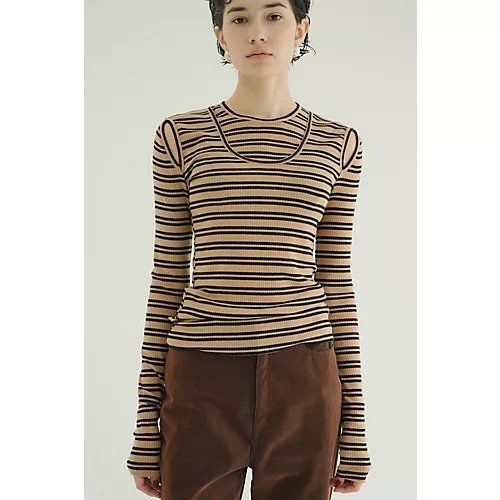 【クラネ/CLANE】のLAYERED SHOULDER CUT TOPS 人気、トレンドファッション・服の通販 founy(ファニー) 　ファッション　Fashion　レディースファッション　Fashion for Women　トップス・カットソー　Cut & Sew Tops　2025年　2025　2025-2026秋冬・A/W　Autumn/Winter 2025–26 AW25–26　インナー　Innerwear　コンパクト　Compact, Small Size　シンプル　Simple, Minimal　ストレッチ　Stretch, Stretchy Fabric　ベーシック　Basic, Essential　ボーダー　Border, Stripe　ランダム　Random, Irregular　other-2|ID: prp329100004717771 ipo3291000000034089813