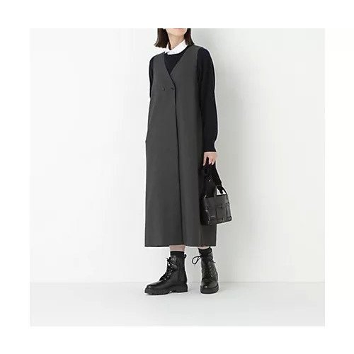【ヒューマンウーマン/HUMAN WOMAN】のTRストレッチVネックジャンスカ インテリア・キッズ・メンズ・レディースファッション・服の通販 founy(ファニー) 　ファッション　Fashion　レディースファッション　Fashion for Women　トップス・カットソー　Cut & Sew Tops　Vネックトップス　V-Neck Tops / V-Cut Neckline Shirts　おすすめ　Recommended / Our Picks　カットソー　Cut and Sewn Top　クラシカル　Classical, Vintage-Inspired　シンプル　Simple, Minimal　スタンダード　Standard, Basic　スタンド　Stand Collar, Upright Stand　ストレッチ　Stretch, Stretchy Fabric　ダブル　Double, Double-Breasted　ノースリーブ　Sleeveless, No-Sleeve　フリル　Frill, Ruffle　エレガント 上品　Elegant　ブラック|ID: prp329100004717792 ipo3291000000034089975