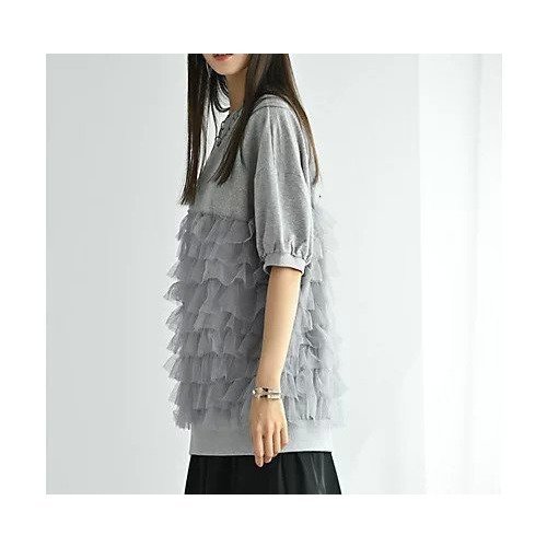 【スタイルデリ/STYLE DELI】の【BLK001】チュールレイヤードスウェット 人気、トレンドファッション・服の通販 founy(ファニー) 　ファッション　Fashion　レディースファッション　Fashion for Women　トップス・カットソー　Cut & Sew Tops　レディースパーカー・カジュアルフーディー　Casual Hoodies & Sweatshirts　スウェット・クルーネックトップス　Sweatshirts & Crewnecks / Relaxed Fit Sweat Tops　インナー　Innerwear　カーディガン　Cardigan, Knitwear　シンプル　Simple, Minimal　ジャケット　Jacket, Outerwear　スウェット / スエット　Sweatshirt, Sweatwear　チュール　Tulip, Tulip Motif　バランス　Balance, Style Balance　フロント　Front, Front Design　羽織　Haori, Light Jacket　ミックス　Mix, Mixed Style　ロング　Long, Long-Length　ワイド　Wide, Wide Fit　冬　Winter / This Winter　おすすめ　Recommended / Our Picks　夏　Summer　エレガント 上品　Elegant　 other-1|ID: prp329100004717817 ipo3291000000034090153