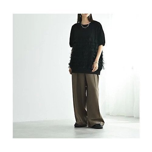 【スタイルデリ/STYLE DELI】の【BLK001】チュールレイヤードスウェット 人気、トレンドファッション・服の通販 founy(ファニー) 　ファッション　Fashion　レディースファッション　Fashion for Women　トップス・カットソー　Cut & Sew Tops　レディースパーカー・カジュアルフーディー　Casual Hoodies & Sweatshirts　スウェット・クルーネックトップス　Sweatshirts & Crewnecks / Relaxed Fit Sweat Tops　インナー　Innerwear　カーディガン　Cardigan, Knitwear　シンプル　Simple, Minimal　ジャケット　Jacket, Outerwear　スウェット / スエット　Sweatshirt, Sweatwear　チュール　Tulip, Tulip Motif　バランス　Balance, Style Balance　フロント　Front, Front Design　羽織　Haori, Light Jacket　ミックス　Mix, Mixed Style　ロング　Long, Long-Length　ワイド　Wide, Wide Fit　冬　Winter / This Winter　おすすめ　Recommended / Our Picks　夏　Summer　エレガント 上品　Elegant　other-3|ID: prp329100004717817 ipo3291000000034090162