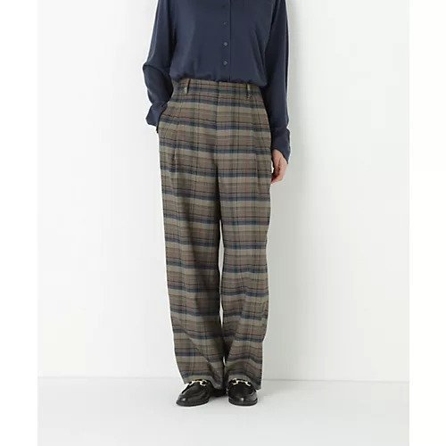 【ヒューマンウーマン/HUMAN WOMAN】の先染めチェックタックセミワイドパンツ 人気、トレンドファッション・服の通販 founy(ファニー) 　ファッション　Fashion　レディースファッション　Fashion for Women　パンツ　Pants & Trousers　おすすめ　Recommended / Our Picks　ウォーム　Warm Fabric　ギンガム　Gingham, Gingham Fabric　シンプル　Simple, Minimal　スウェット / スエット　Sweatshirt, Sweatwear　スタンダード　Standard, Basic　チェック　Check, Plaid, Tartan　バランス　Balance, Style Balance　 other-1|ID: prp329100004717857 ipo3291000000034090428