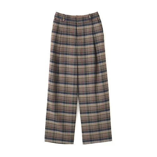 【ヒューマンウーマン/HUMAN WOMAN】の先染めチェックタックセミワイドパンツ 人気、トレンドファッション・服の通販 founy(ファニー) 　ファッション　Fashion　レディースファッション　Fashion for Women　パンツ　Pants & Trousers　おすすめ　Recommended / Our Picks　ウォーム　Warm Fabric　ギンガム　Gingham, Gingham Fabric　シンプル　Simple, Minimal　スウェット / スエット　Sweatshirt, Sweatwear　スタンダード　Standard, Basic　チェック　Check, Plaid, Tartan　バランス　Balance, Style Balance　other-3|ID: prp329100004717857 ipo3291000000034090435