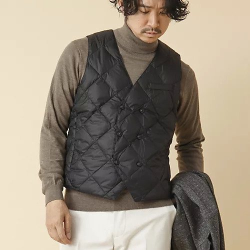 【ノーリーズ グッドマン/NOLLEY'S goodman / MEN】の【TAION/タイオン】W-BREASTED SNAP BUTTON DOWN GILET 25AW インテリア・キッズ・メンズ・レディースファッション・服の通販 founy(ファニー) 　ファッション　Fashion　メンズファッション　Fashion for Men　2025年　2025　2025-2026秋冬・A/W　Autumn/Winter 2025–26 AW25–26　キルト　Quilt, Quilted Fabric　シンプル　Simple, Minimal　ダウン　Down, Puffer　ポケット　Pocket, Pocket Detail　軽量　Lightweight, Ultra Light　ブラック|ID: prp329100004717958 ipo3291000000034091139