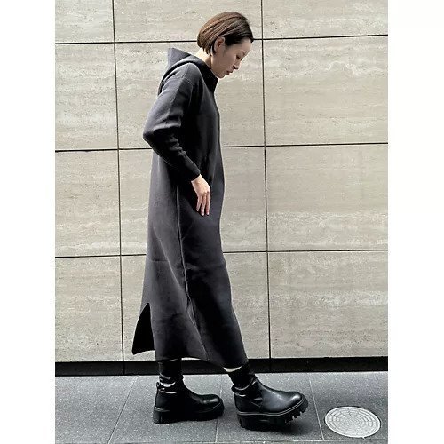 【スタイルデリ/STYLE DELI】の【LUXE】ニットパーカーワンピースC 人気、トレンドファッション・服の通販 founy(ファニー) 　ファッション　Fashion　レディースファッション　Fashion for Women　ワンピース　Dresses　イエロー　Yellow　スウェット / スエット　Sweatshirt, Sweatwear　ストレート　Straight, Straight Cut　スリット　Slit, Slit Detail　センター　Center, Center Line　ダウン　Down, Puffer　人気　Popular, Best Seller　パターン　Pattern, Design Print　フォルム　Silhouette, Form　ベーシック　Basic, Essential　ポケット　Pocket, Pocket Detail　ループ　Loop, Loop Knit　夏　Summer　other-2|ID: prp329100004719402 ipo3291000000034103087