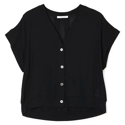 【プレインピープル/PLAIN PEOPLE】のガス強撚フライス半袖カーディガン インテリア・キッズ・メンズ・レディースファッション・服の通販 founy(ファニー) 　ファッション　Fashion　レディースファッション　Fashion for Women　トップス・カットソー　Cut & Sew Tops　カーディガン・羽織り　Layered Style Cardigans　おすすめ　Recommended / Our Picks　カーディガン　Cardigan, Knitwear　コンパクト　Compact, Small Size　半袖　Short Sleeve, Half Sleeve　洗える　Machine Washable　羽織　Haori, Light Jacket　ブラック|ID: prp329100004721531 ipo3291000000034367267