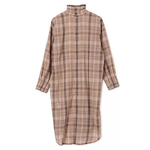 【テルマ/TELMA】のArt Nouveau Checked Shirt (No Print) 人気、トレンドファッション・服の通販 founy(ファニー) 　ファッション　Fashion　レディースファッション　Fashion for Women　トップス・カットソー　Cut & Sew Tops　シャツ・ブラウス・オフィスカジュアル　Elegant Blouses & Button-Ups　2025年　2025　2025-2026秋冬・A/W　Autumn/Winter 2025–26 AW25–26　イレヘム　Irregular Hemline　カーディガン　Cardigan, Knitwear　チェック　Check, Plaid, Tartan　ハイネック　High Neck, Mock Neck　フェミニン　Feminine, Girly　フリル　Frill, Ruffle　秋　Autumn　other-2|ID: prp329100004721539 ipo3291000000034122277