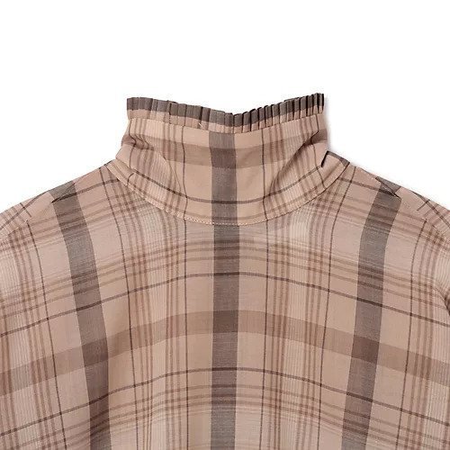 【テルマ/TELMA】のArt Nouveau Checked Shirt (No Print) 人気、トレンドファッション・服の通販 founy(ファニー) 　ファッション　Fashion　レディースファッション　Fashion for Women　トップス・カットソー　Cut & Sew Tops　シャツ・ブラウス・オフィスカジュアル　Elegant Blouses & Button-Ups　2025年　2025　2025-2026秋冬・A/W　Autumn/Winter 2025–26 AW25–26　イレヘム　Irregular Hemline　カーディガン　Cardigan, Knitwear　チェック　Check, Plaid, Tartan　ハイネック　High Neck, Mock Neck　フェミニン　Feminine, Girly　フリル　Frill, Ruffle　秋　Autumn　other-3|ID: prp329100004721539 ipo3291000000034122278