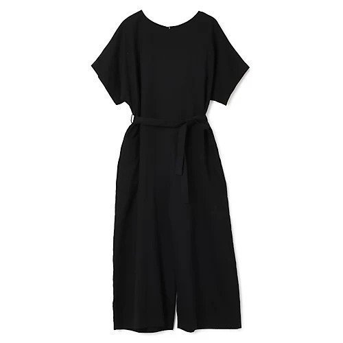 【プレインピープル/PLAIN PEOPLE】のダブルガーゼウエストベルトオールインワン インテリア・キッズ・メンズ・レディースファッション・服の通販 founy(ファニー) 　ファッション　Fashion　レディースファッション　Fashion for Women　ワンピース　Dresses　オールインワン・ワンピース　Dresses and Jumpsuits　ベルト&ウエストマーク　Belts & Waist Accessories　ジャケット　Jacket, Outerwear　ロング　Long, Long-Length　洗える　Machine Washable　ブラック|ID: prp329100004721543 ipo3291000000034122298