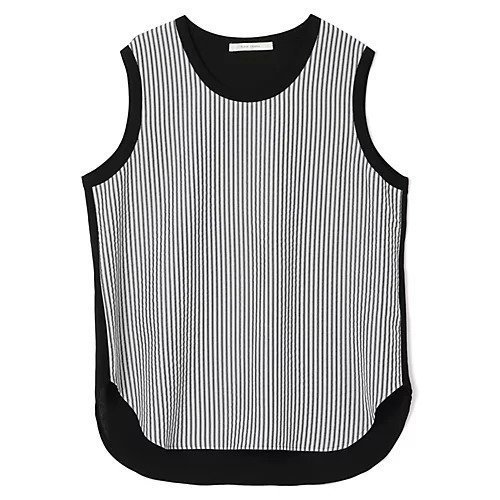 【プレインピープル/PLAIN PEOPLE】の超強撚天竺ストライプドッキングブラウス 人気、トレンドファッション・服の通販 founy(ファニー) 　ファッション　Fashion　レディースファッション　Fashion for Women　トップス・カットソー　Cut & Sew Tops　シャツ・ブラウス・オフィスカジュアル　Elegant Blouses & Button-Ups　サッカー　Seersucker, Summer Fabric　シアー　Sheer, See-Through　ストライプ　Stripe, Striped Pattern　ドッキング　Docking, Mixed Material　ノースリーブ　Sleeveless, No-Sleeve　吸水　Absorbent, Quick-Dry　夏　Summer　洗える　Machine Washable　 other-1|ID: prp329100004722651 ipo3291000000034133536