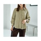 【スタイルデリ/STYLE DELI】のシワ加工グロッシーシャツ ライトカーキ|ID:prp329100004725211