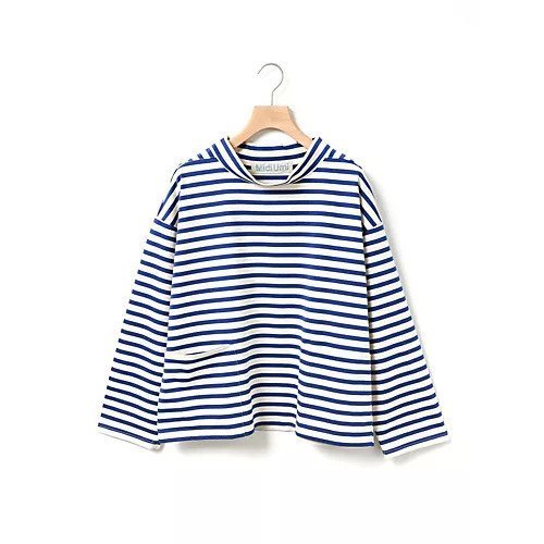 【ミディウミ/MidiUmi】のフィッシャーマンスモックボーダーT インテリア・キッズ・メンズ・レディースファッション・服の通販 founy(ファニー) 　ファッション　Fashion　レディースファッション　Fashion for Women　シンプル　Simple, Minimal　ベーシック　Basic, Essential　ポケット　Pocket, Pocket Detail　モックネック　Mock Neck, Short Turtleneck　ワイド　Wide, Wide Fit　キナリ&#215;ブルー|ID: prp329100004727706 ipo3291000000034155214