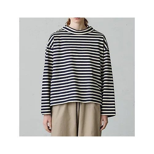 【ミディウミ/MidiUmi】のフィッシャーマンスモックボーダーT インテリア・キッズ・メンズ・レディースファッション・服の通販 founy(ファニー) 　ファッション　Fashion　レディースファッション　Fashion for Women　シンプル　Simple, Minimal　ベーシック　Basic, Essential　ポケット　Pocket, Pocket Detail　モックネック　Mock Neck, Short Turtleneck　ワイド　Wide, Wide Fit　ネイビー&#215;キナリ|ID: prp329100004727706 ipo3291000000034155215